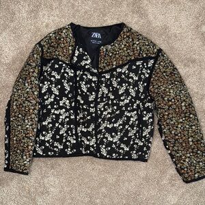 Zara Black Blazer with Bold Patterns